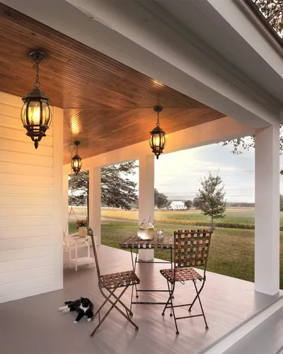 Miniatura 6 de VIANIS Lámpara colgante negra para exteriores, luces exteriores colgantes de aluminio con impermeable, luces de techo al aire libre para porche