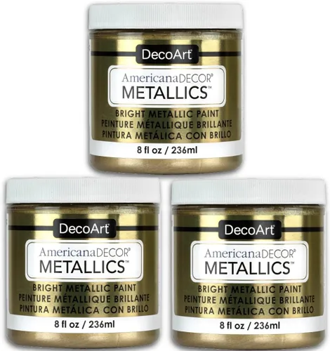 Miniatura 10 de DecoArt Americana Decor Metallics - Pintura metálica de oro de 24 quilates, paquete de 3 (8 onzas líquidas), pinturas metálicas de bricolaje