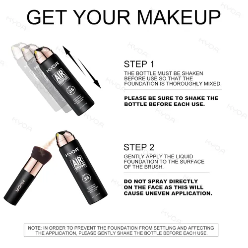 Miniatura 8 de KYDA - Base en aerosol AirBrush SPF 35, base mate duradera, cubierta ligera, suave mezclable, base de maquillaje hidratante con aplicador de cepillo