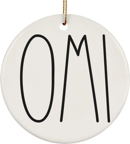 Miniatura 20 de Adorno familiar de Navidad, regalos de hija, hijo, adorno de círculo de cerámica de 3 pulgadas para colgar en el árbol – Día de la Madre