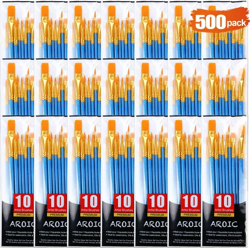 Miniatura 10 de AROIC Juego de pinceles de pintura acrílica, 15 pinceles de pelo de nailon para todo tipo de uso, óleo, acuarela, pintura de cara, cuerpo, roca