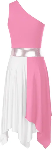 Miniatura 145 de easyforever Vestido de baile sin mangas con bloques de color para mujer, alabanza litúrgica, ropa de baile lírico, vestido de bata de adoración