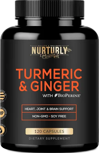 Curcumina de cúrcuma con bioperina y jengibre, pimienta negra y 95% curcuminoides, suplementos de cúrcuma de alta absorción para la salud del hogar,
