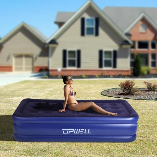 Miniatura 7 de UPWELL Colchón de aire inflable de tamaño individual con bomba incorporada Cama hinchable de confort Fácil y rápido de montar Soporte fuerte Dura