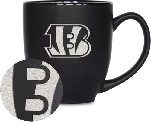 Miniatura 23 de Rico Industries Taza Bistro Mate Negra de Fútbol Americano NFL de 15 onzas - Para Bebidas Calientes o Frías - Logotipo del Equipo Grabado para una