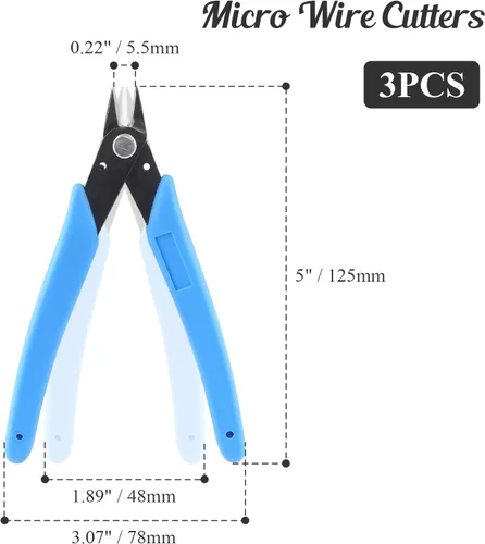 Miniatura 4 de Bivethoi 3 piezas de micro cortadores de alambre, cortadores diagonales pequeños para impresora 3D, alicates de filamento, minippers pequeños, Azul