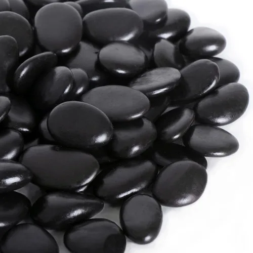 Calofulston Piedra Negra de 15 Libras, Piedras Pequeñas de Río Guijarros para Plantas, Jarrones, Paisajismo, Rocas Decorativas Altamente Pulidas,