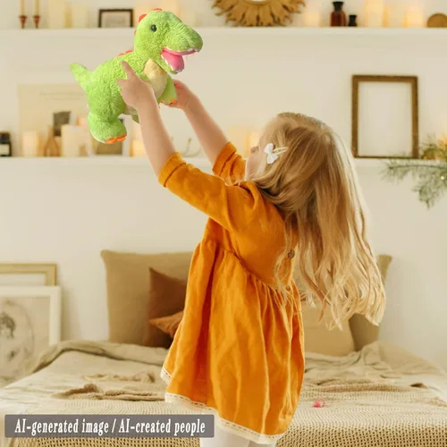 Miniatura 5 de Lindos animales de peluche de dinosaurio, juguetes de peluche de tiranosaurio de 9.8 pulgadas, peluches de dinosaurio, bonitos regalos de cumpleaños