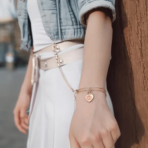 Miniatura 4 de LinnaLove Pulseras de alerta médica para mujer, ajustable, de acero inoxidable, con dije de corazón, grabado gratuito