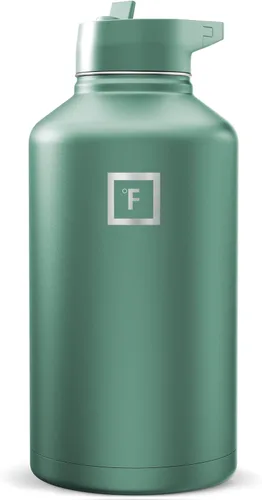 Miniatura 112 de IRON °FLASK Frasco de hidratación para acampar y senderismo con pajilla, botella de agua deportiva de acero inoxidable con aislamiento de boca Dark