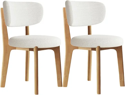Miniatura 10 de Sillas de comedor de madera maciza, juego de 2 sillas de comedor modernas de mediados de siglo con marco de madera y sillas de comedor tapizadas