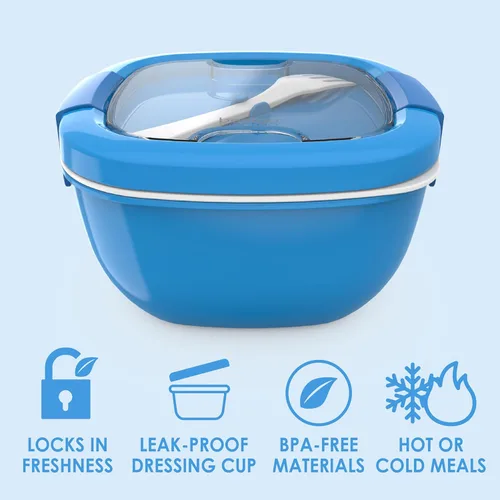 Miniatura 3 de Contenedor de almuerzo, ecológico y sin BPA de Bentgo Salad para ensaladas y otros aperitivos para llevar, Azul