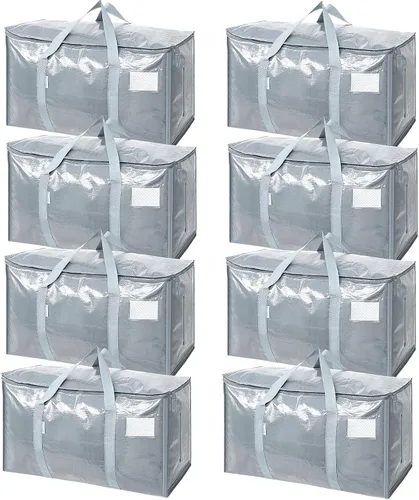 Miniatura 24 de TICONN Paquete de 2 bolsas de mudanza extra grandes resistentes con cremalleras y asas de transporte, bolsas de almacenamiento duraderas