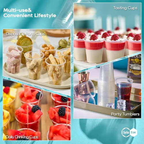 Miniatura 7 de Turbo Bee Paquete de 500 vasos de plástico desechables de 7 onzas, resistentes al calor y seguros para alimentos para bebidas calientes/frías