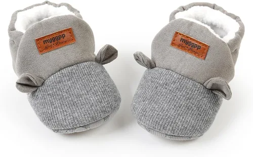 Miniatura 5 de LAFEGEN Botines de bebé para niños y niñas con forro suave, agarre antideslizante, calcetines para recién nacidos, zapatos de cuna para primeros