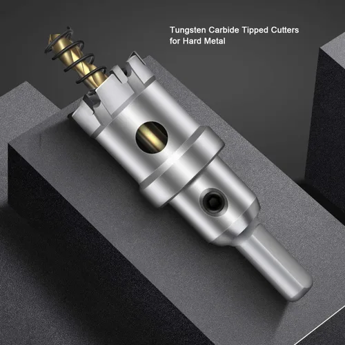 Miniatura 2 de ASNOMY Broca de sierra con punta de carburo de tungsteno para metal duro, cortador de sierra de agujero T.C.T de 4 pulgadas con 2 brocas piloto