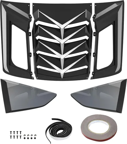 Miniatura 2 de Rejillas de Ventana Trasera y Lateral para Camaro 16-22, Rejilla de Ventana Negro Brillante Cubierta de Parasol Estilo GT Lambo para Chevrolet Chevy