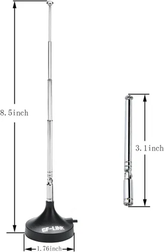 Miniatura 2 de Antena magnética del coche de FM AM FM Antena telescópica del coche de la radio del coche con la base magnética