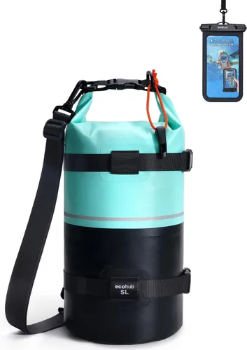 ECOHUB - Bolsa seca impermeable para hombres y mujeres, 5 L/10 L/20 L Roll Top ligera, bolsa de almacenamiento seca mochila para viajes, kayak, Verde