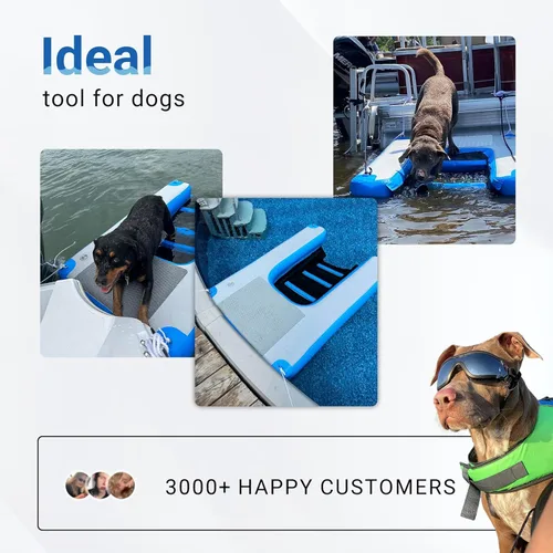 Miniatura 2 de Rampa inflable para barcos para perros de 48 x 32 pulgadas, rampa inflable para barcos y rampas de piscina para perros, rampa antideslizante