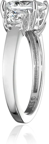 Miniatura 2 de Tienda Essentials Anillo de plata de ley chapada en platino o oro con 3 piedras de corte princesa hecho con circonitas Infinite Elements