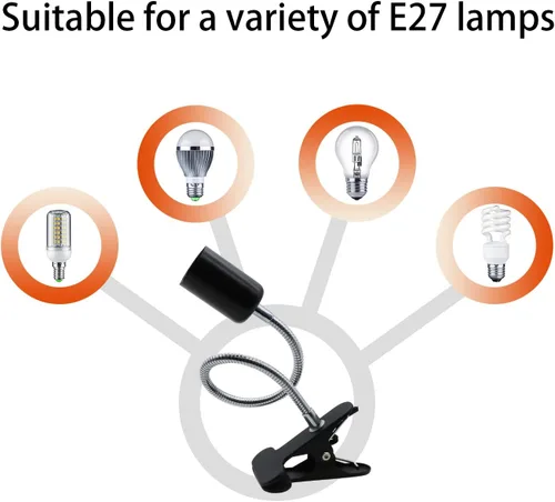 Miniatura 5 de Soporte de Lámpara con Clip Ajustable Interruptor Luz de Clip Flexible Soporte de Lámpara con Clip Soporte de Lámpara de Escritorio con Clip Zócalo