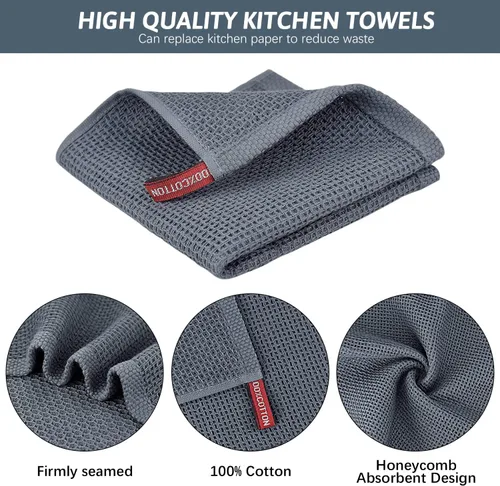 Miniatura 3 de Nialnant Paquete de 4 paños de cocina para lavar platos, paños de cocina de tejido gofre, trapos de limpieza absorbentes súper suaves para lavar