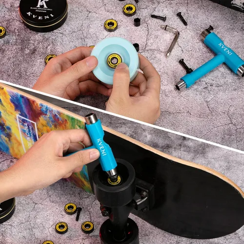 Miniatura 7 de Rodamientos para patineta de alta calidad, rodamientos largos 608rs de cerámica negra, revestimiento de titanio, rodamientos ABEC de giro rápido