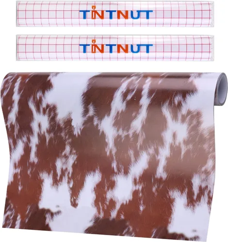 Miniatura 7 de Tintnut Rollo de vinilo permanente de piel de vaca, 12 pulgadas x 5 pies, vinilo adhesivo con estampado de vaca, vinilo con estampado de animales