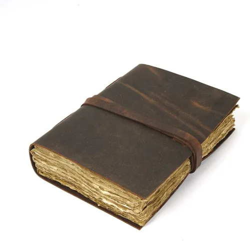 Miniatura 14 de Diario de viaje de cuero, cuaderno encuadernado vintage hecho a mano para hombres y mujeres, acabado antiguo, cuero de búfalo auténtico, papel