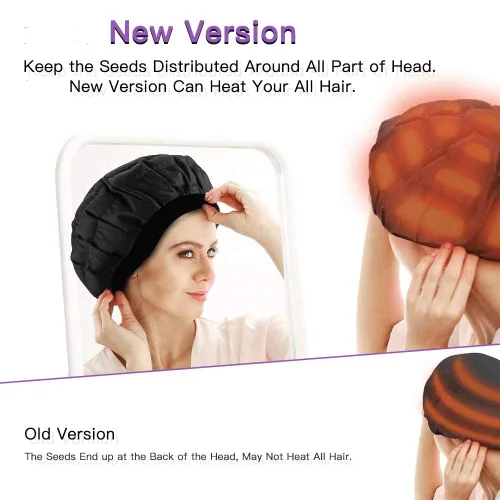 Miniatura 3 de Gorro térmico de acondicionamiento profundo, sin cordón, 100% algodón natural, semillas de linaza, tratamiento interior de microondas, tapa caliente