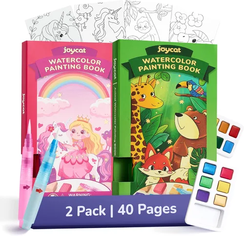 Miniatura 19 de JoyCat Paquete de 2 libros de pintura de bolsillo con agua para colorear para niños, juego de juguetes de actividades de arte y manualidades, kit