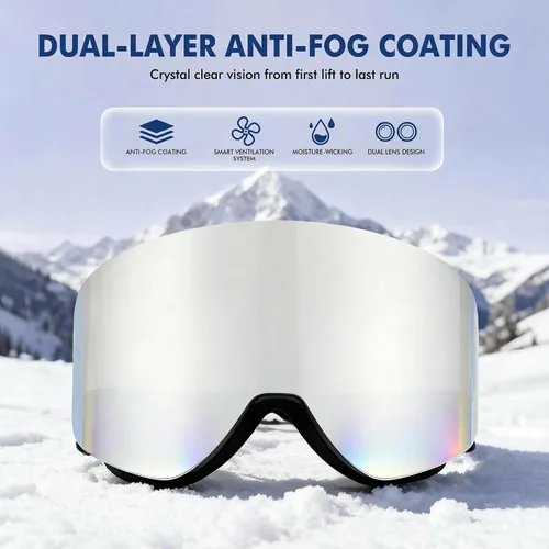 Miniatura 3 de Gafas de esquí cilíndricas, gafas de snowboard OTG para hombres y mujeres, antivaho y 100% protección UV400, gafas de nieve para esquí y snowboard