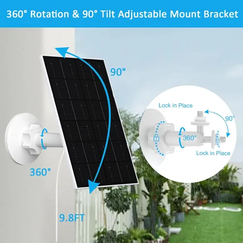 Miniatura 6 de Zivif Panel Solar USB para Cámara de Seguridad, Cargador Solar de 4W para Cámara de Batería Recargable, Resistente al Agua IP66, Montura Ajustable 1