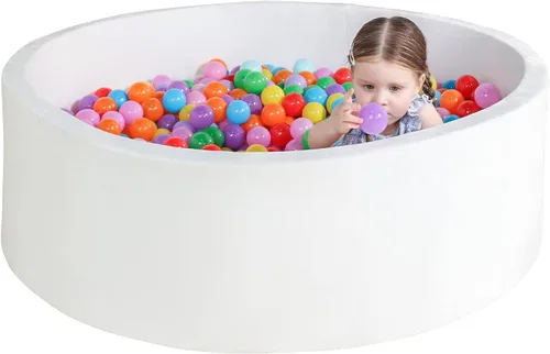 Miniatura 13 de TRENDBOX Piscina de pelotas de espuma para niños pequeños, 35x11 pulgadas, piscina de bolas suave para bebés con cubierta de terciopelo lavable