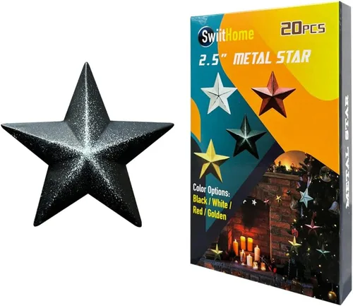 20 estrellas de metal de 2.3 pulgadas, estrella de granero para decoración del hogar, decoración de pared colgante para casa, arte de pared vintage