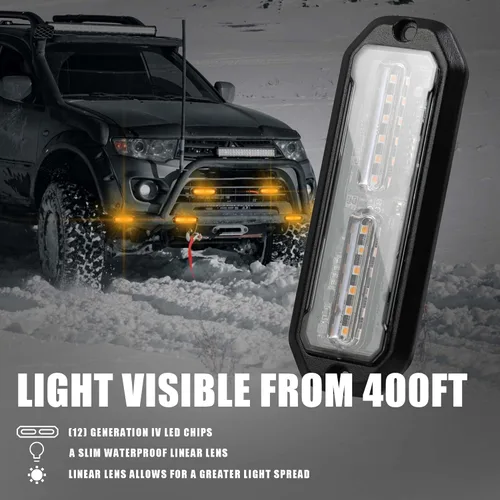 Miniatura 3 de WINECO Luces estroboscópicas LED ámbar para camiones, 8 piezas, 12 luces LED estroboscópicas intermitentes de montaje en superficie, kit de luces
