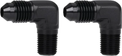 Miniatura 43 de 3AN macho Flare a 1/4 NPT tubo macho 90 grados codo adaptador unión aluminio negro