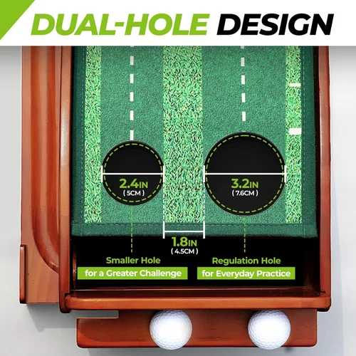 Miniatura 2 de Golfguru Putting Green, tapete de golf de 9.8 pies con pista de retorno de bola automática y espejo de putting, verdes de putting para interiores