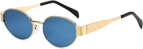 Miniatura 12 de Lentes de sol ovalados retro para mujeres y hombres, lentes de sol ovalados de metal de los años 90, tonos vintage