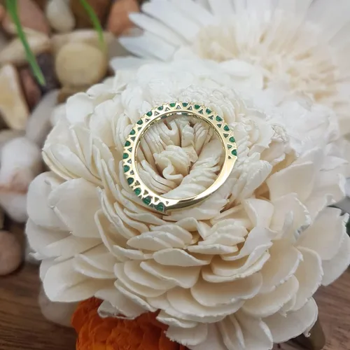 Miniatura 3 de Dazzlingrock Collection Round Gemstone or Diamond Eternity Stackable Wedding Band for Women in Gold