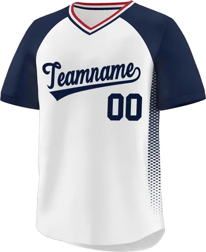 Miniatura 8 de Camiseta de béisbol personalizada con cuello en V para hombres, mujeres y jóvenes, camisetas de béisbol personalizadas con costuras o estampadas