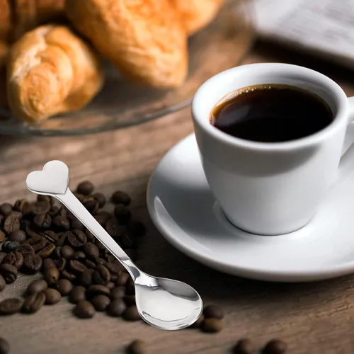 Miniatura 6 de Cucharas Cucharas de café con forma de corazón, cuchara de postre de acero inoxidable, cucharas de helado, cucharas de té, cucharas de amor