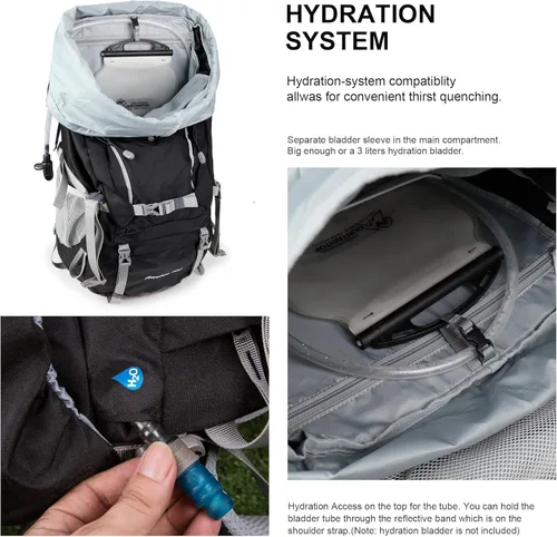 Miniatura 8 de MOUNTAINTOP 70L - Mochila con marco interno para camping, senderismo, mochila para hombres y mujeres con cubierta de lluvia