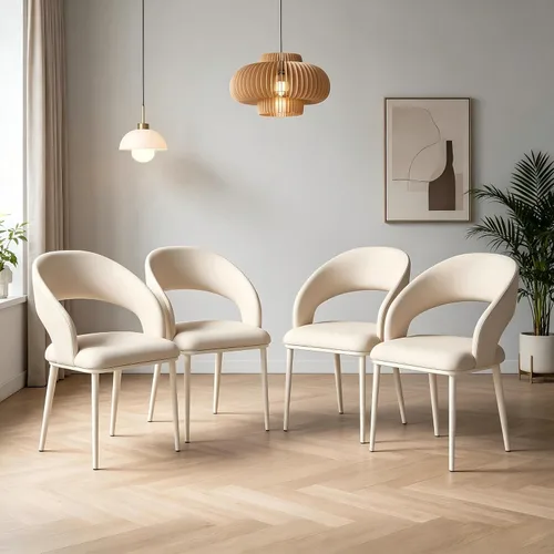 Miniatura 20 de Juego de 2 sillas de comedor, sillas de escritorio modernas, silla decorativa tapizada con respaldo curvado con patas de metal para oficina en casa