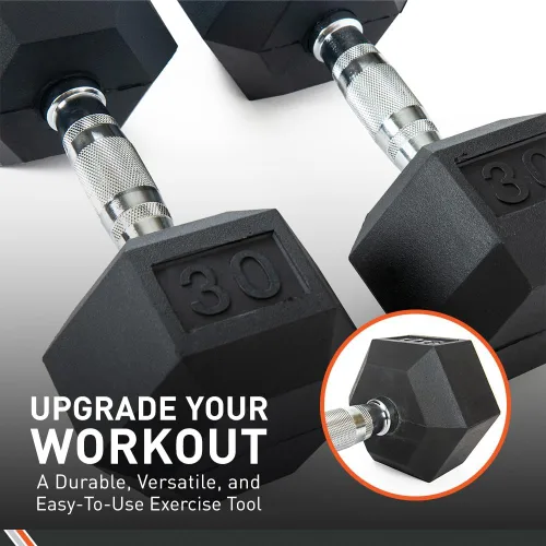 Miniatura 5 de Body Sport Mancuernas hexagonales con revestimiento de goma, par de mancuernas para ejercicios, equipo de entrenamiento de fuerza, accesorios