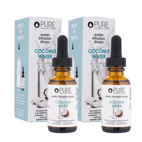 Pure Inventions Gotas de agua de coco – Potenciador de hidratación con electrolitos – Sin azúcar, cero calorías, sin edulcorantes artificiales – 30
