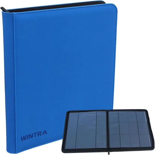 Carpeta de tarjetas azules de 12 bolsillos, álbum de coleccionistas de tarjetas coleccionables de carga lateral, tarjetero premium con 720