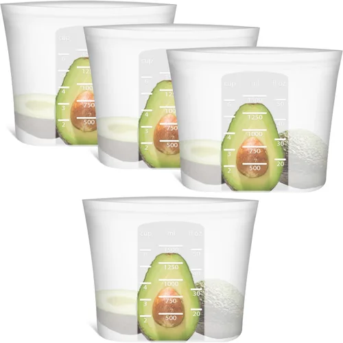Miniatura 15 de Bolsas de Alimentos Reutilizables, Paquete de 12 Bolsas de Almacenamiento de Alimentos 100% Silicona que se Mantienen de Pie con Cierre Hermético
