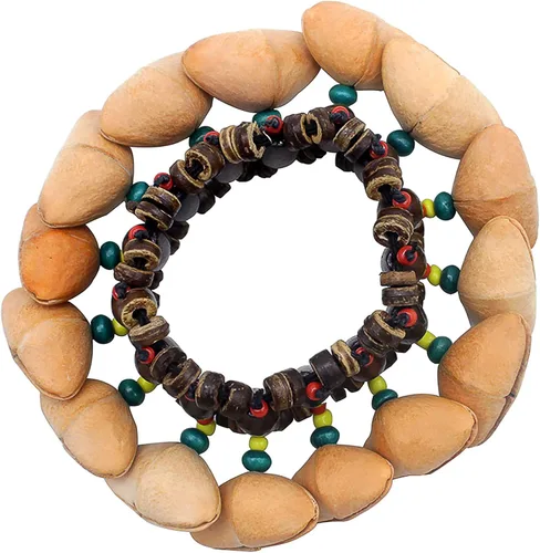 Miniatura 2 de Pulsera tobillera con sonajero de semillas de Cacho, 2 PCS pulsera africana shaker de cáscara de nuez, accesorios de percusión natural, instrumento